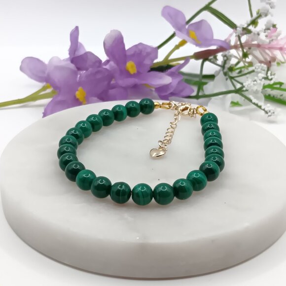Minimalist Bracelet with Rare Natural Malachite - Picture 13 of 13